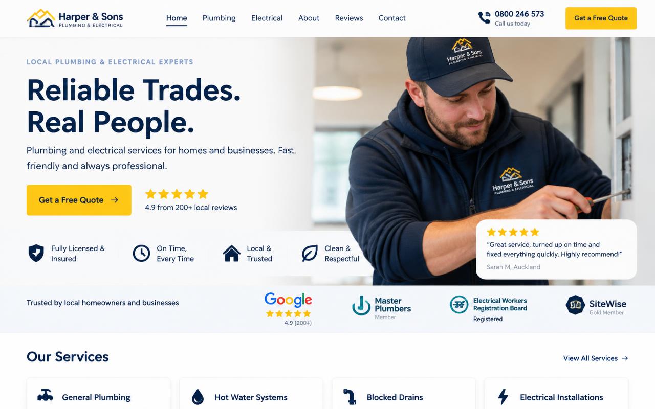 Trades & Local Services website example